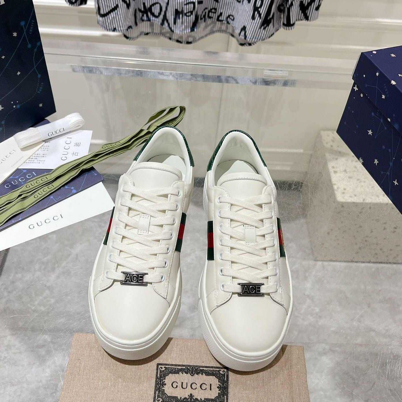 GUCCI ACE 30 SUPREME TRAINER WHITE CALFSKIN