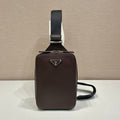 PRADA CHEST BAG 20 IN CHOCOLATE SAFFIANO LEATHER