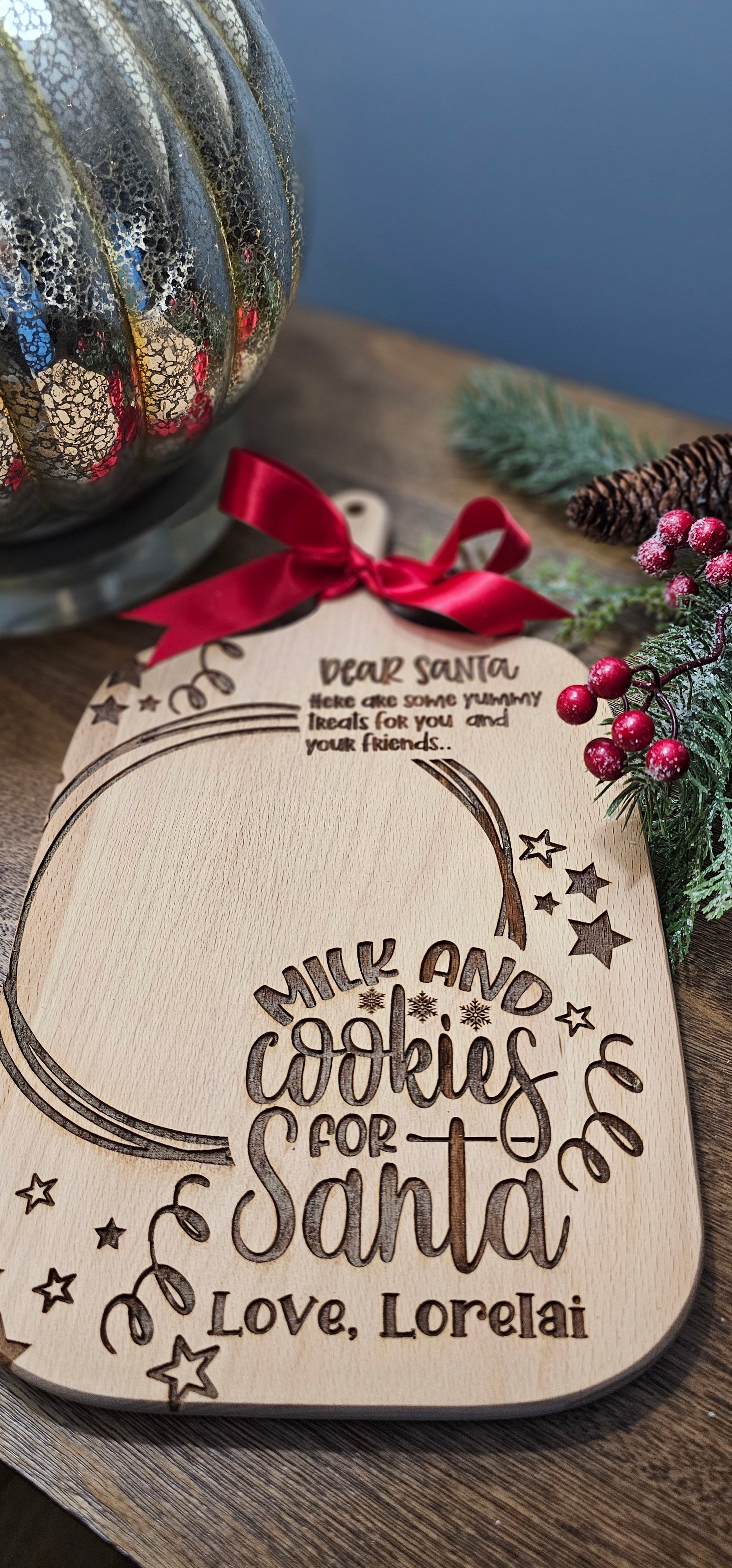 Personalized Santa Cookie Board for Christmas Eve, Plate/ Tray , Santa Treat Tray, Santa Christmas Eve Board, Cookies For Santa, Christmas Eve Cookie Tray, Personalized Santa Snack Tray