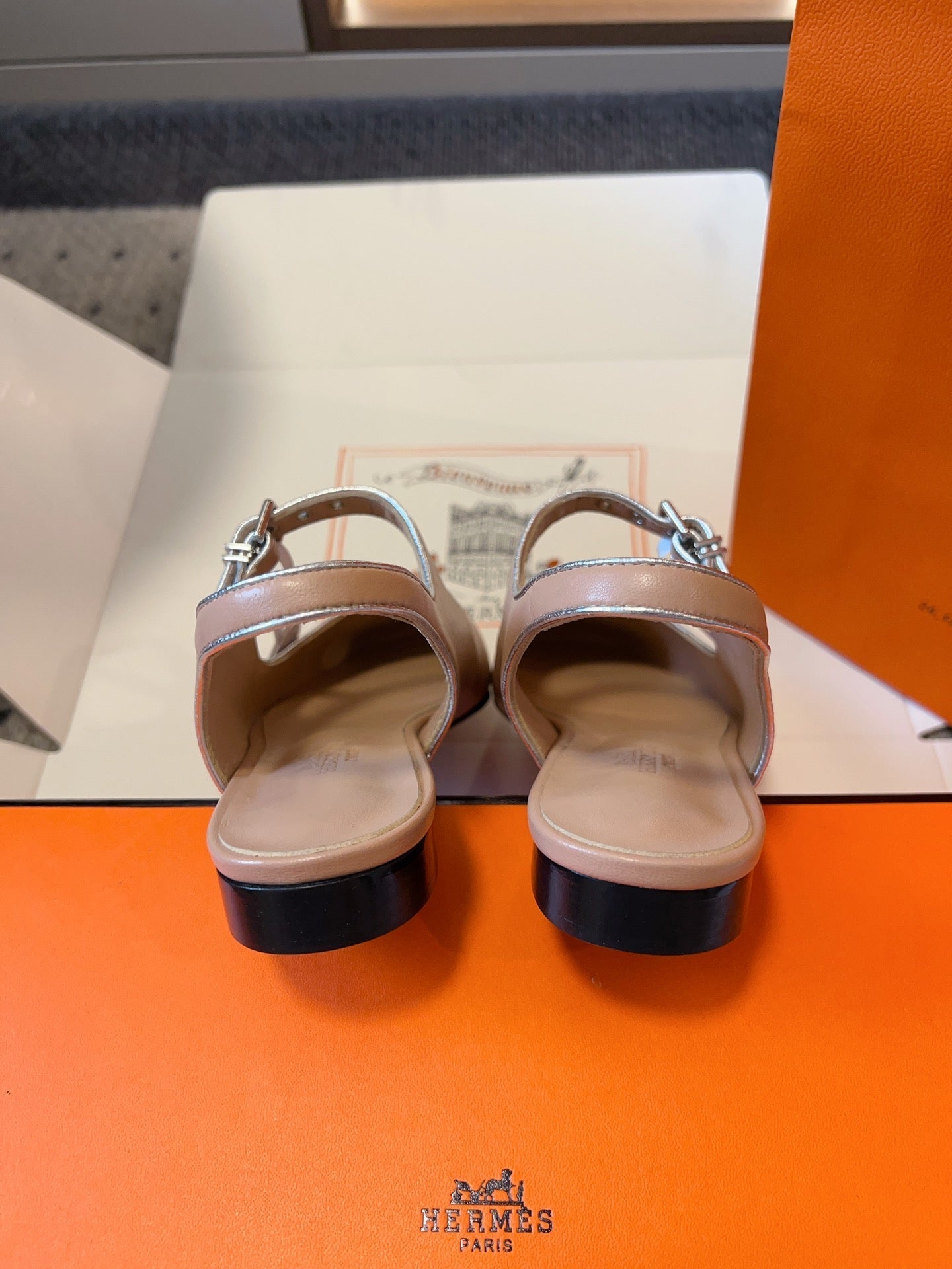HERMES KLEO SLINGBACK IN CREPE PINK CALFSKIN