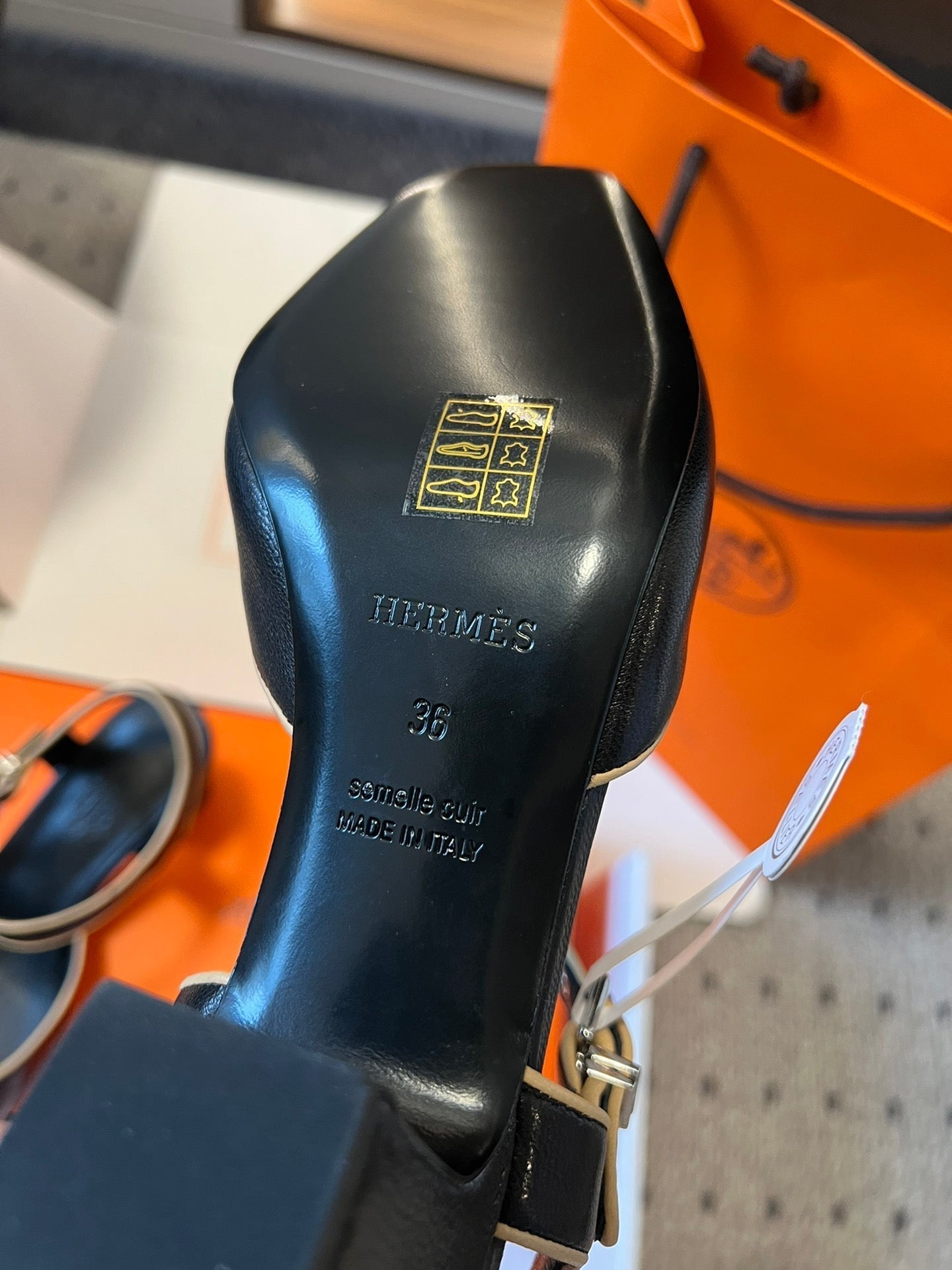 HERMES KLEO HIGH SLINGBACK IN BLACK CALFSKIN