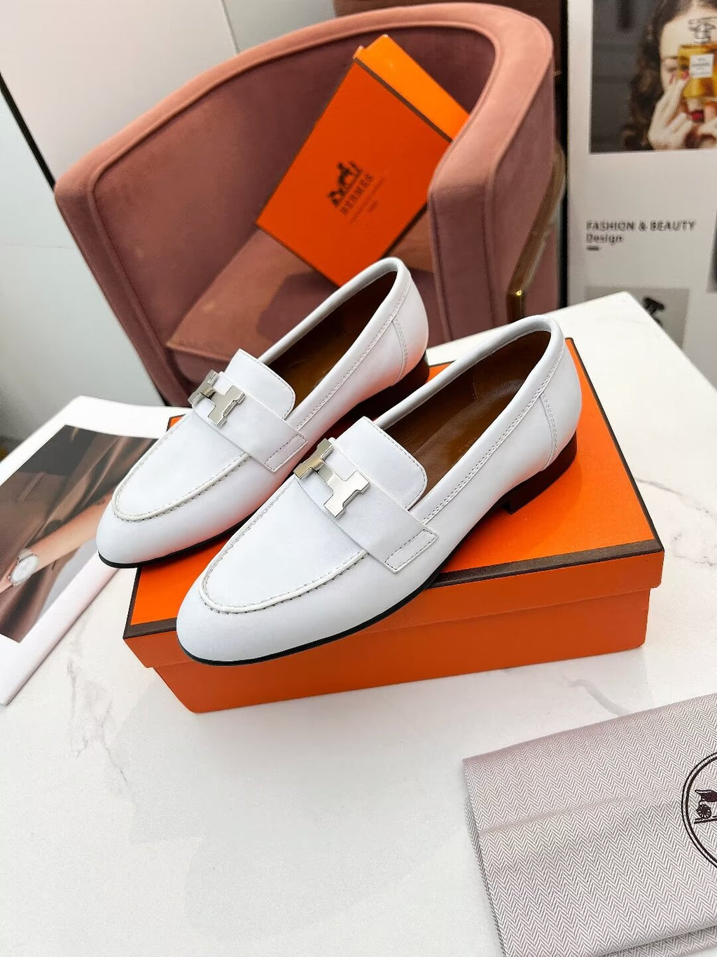 HERMES PARIS LOAFER SNOW CALFSKIN