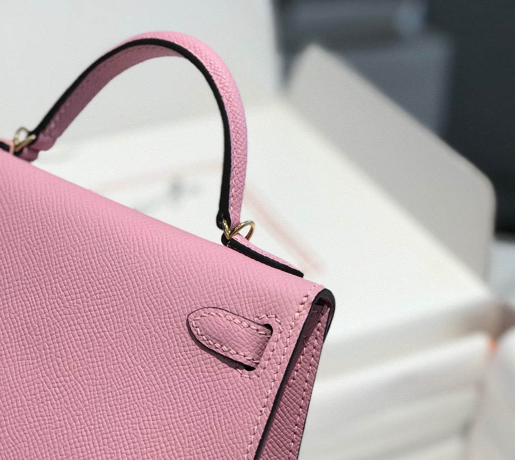 HERMES KELLY MINI 20 LIGHT PINK EPSOM GOLD HARDWARE
