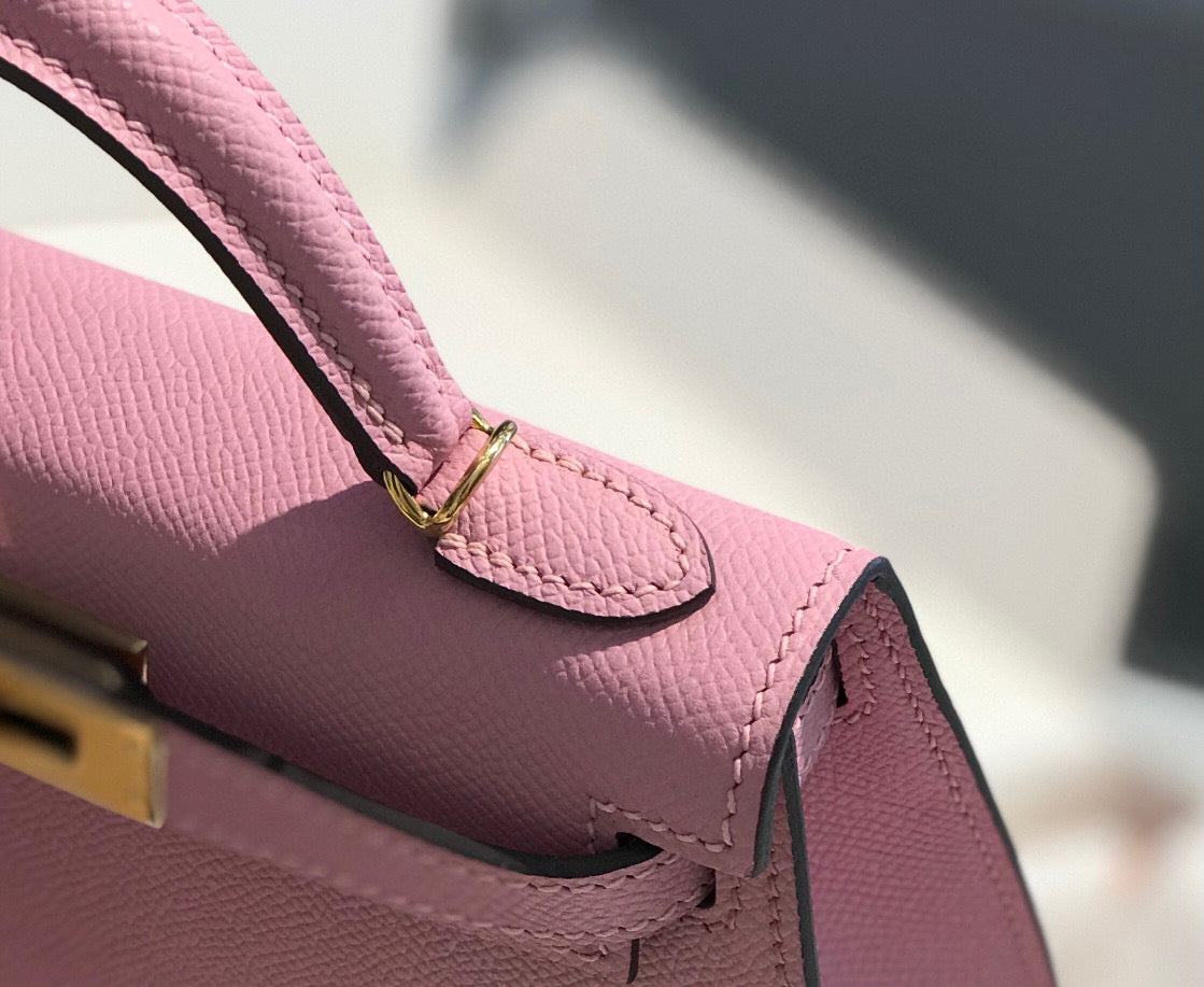 HERMES KELLY MINI 20 LIGHT PINK EPSOM GOLD HARDWARE