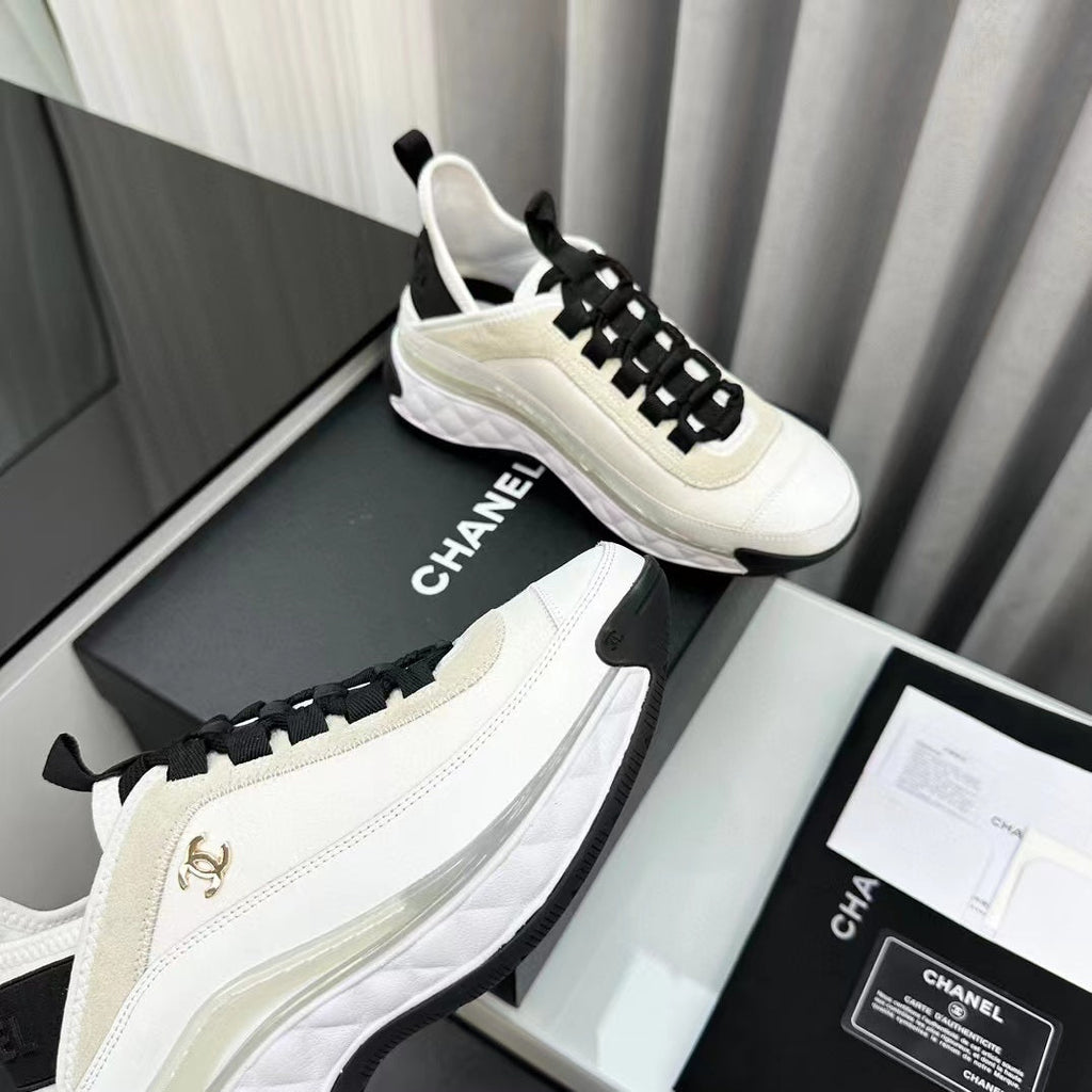 CHANEL Bubble Quilted Trainer Sneaker White