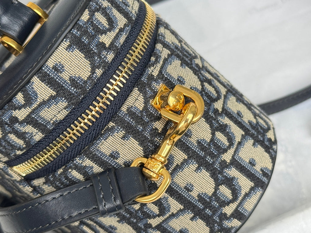 DIOR 25S CD SIGNATURE VANITY 16 IN BLUE  OBLIQUE JACQUARD CANVAS
