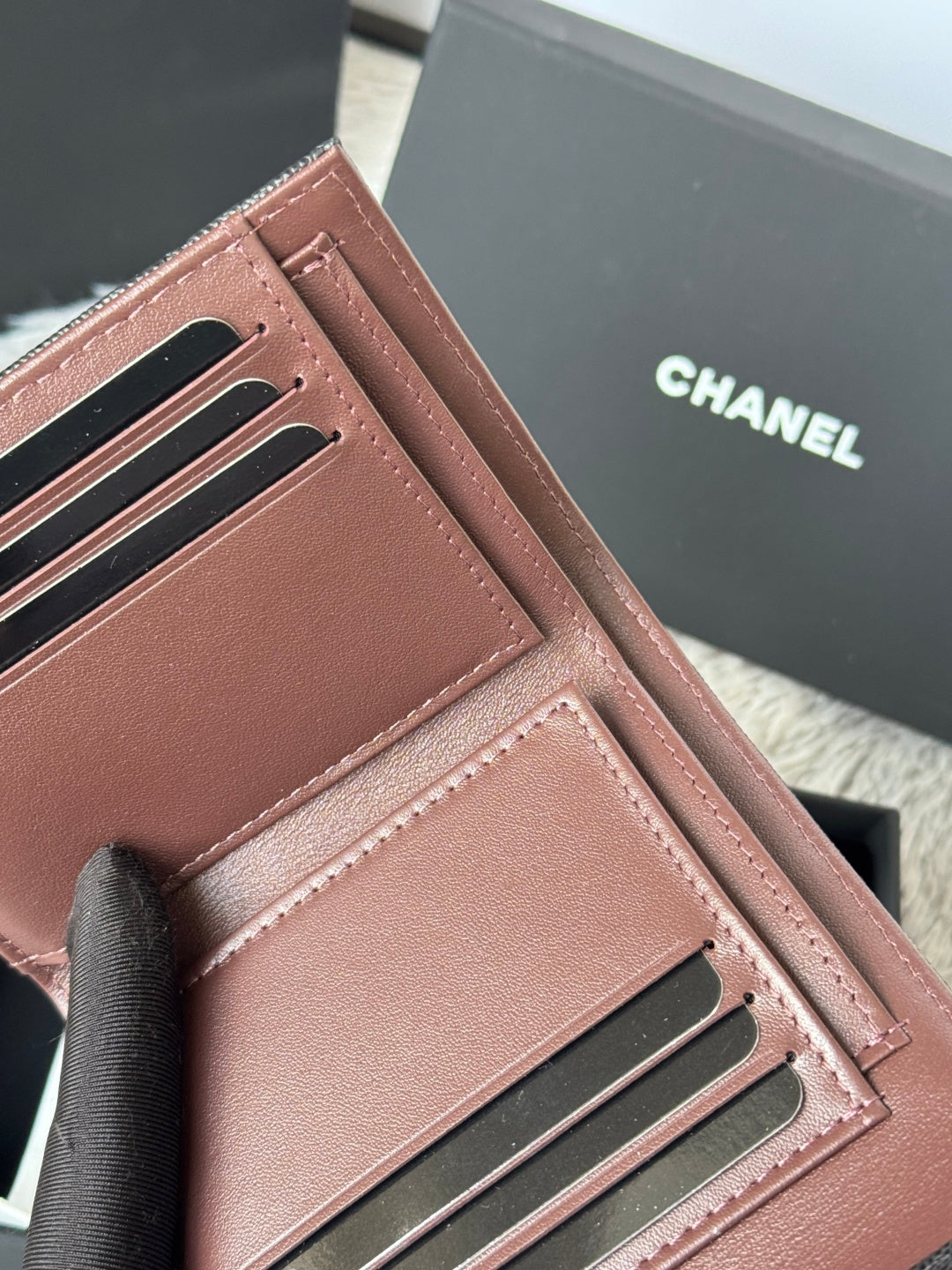CHANEL 25S CF SMALL TRI FOLD WALLET 11 IN BLACK CAVIAR GOLD HARDWARE