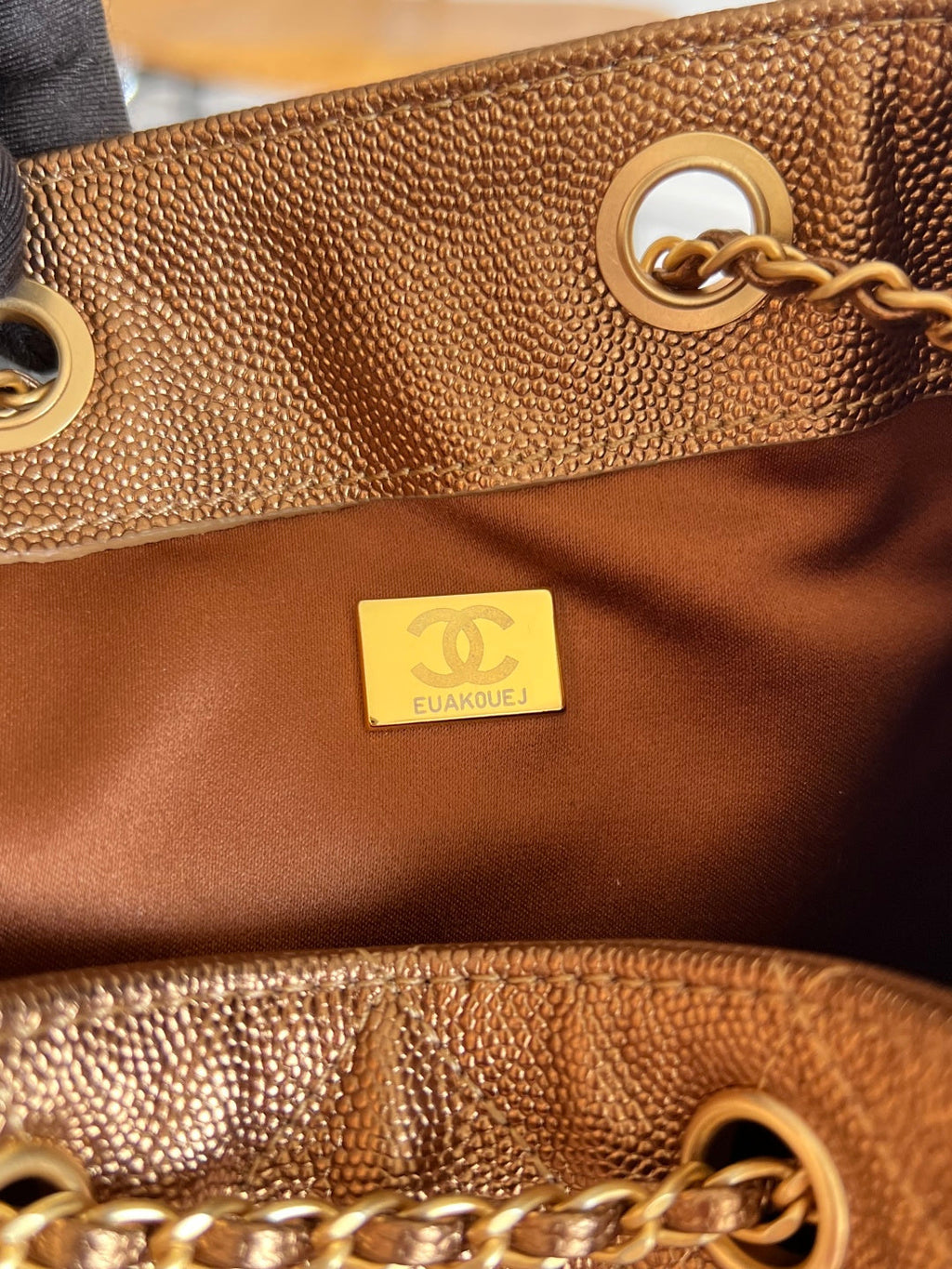 CHANEL 25S HOBO BAG 40 IN METALLIC BROWN CAVIAR WITH GOLD HARDWARE