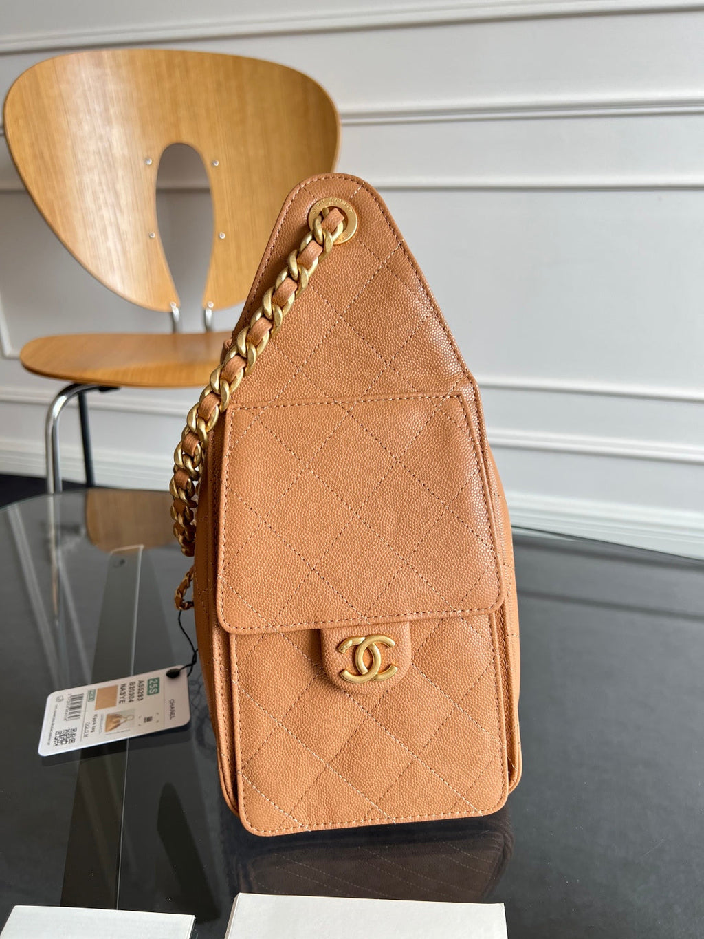 CHANEL 25S HOBO BAG 40 IN CARAMEL BROWN CAVIAR WITH GOLD HARDWARE