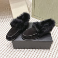 CHANEL 25S LOAFERS MOASIN IN BLACK SUEDE WITH MINK FUR LINING