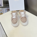 DIOR 25S  STAR SNEAKERS 40 MM IN NUDE PINK SUEDE AND WOOL