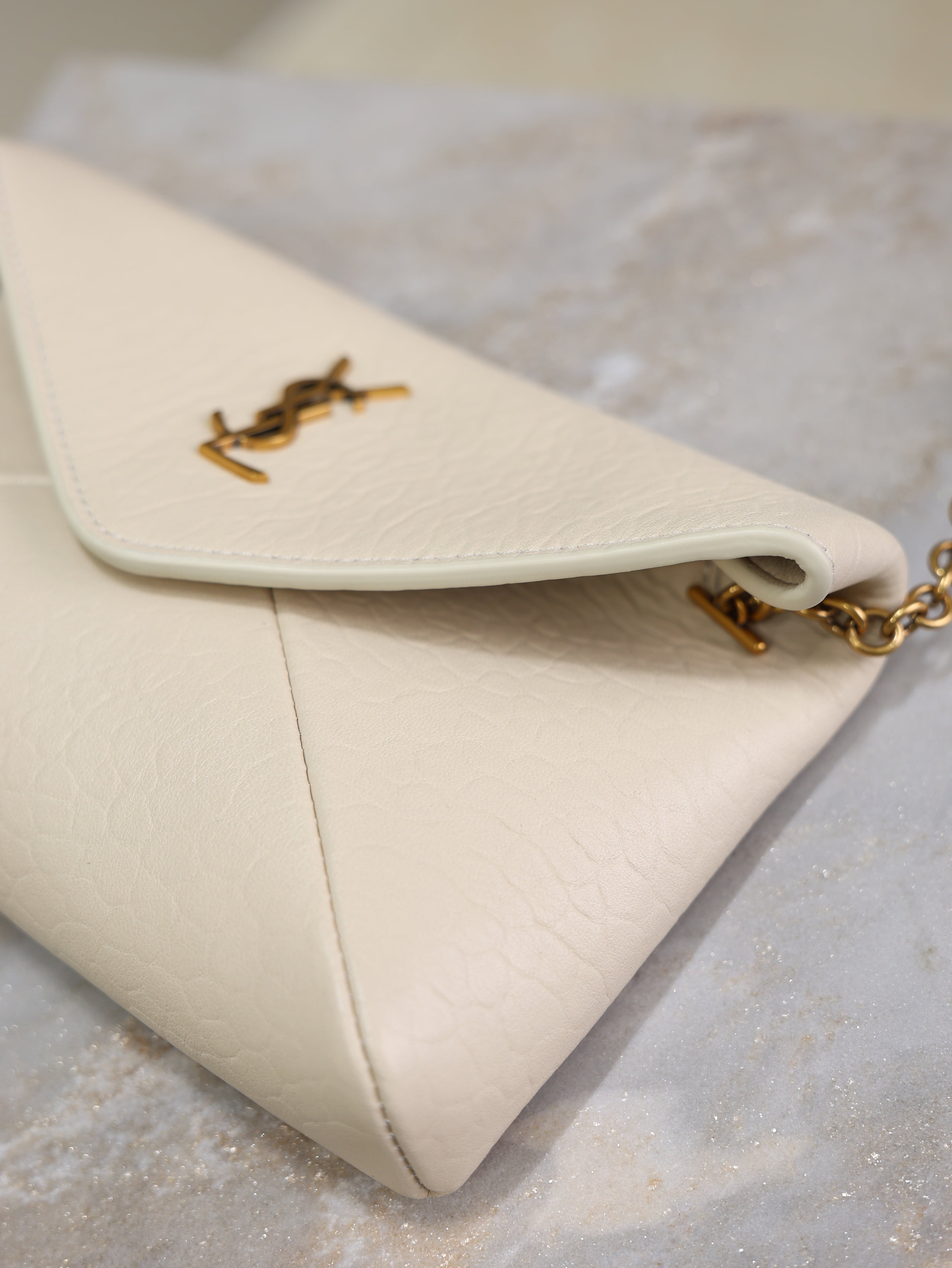 YSL 25S CALYPSO MINI 19 IN BLANC VINTAGE LAMBSKIN GOLD HARDWRE