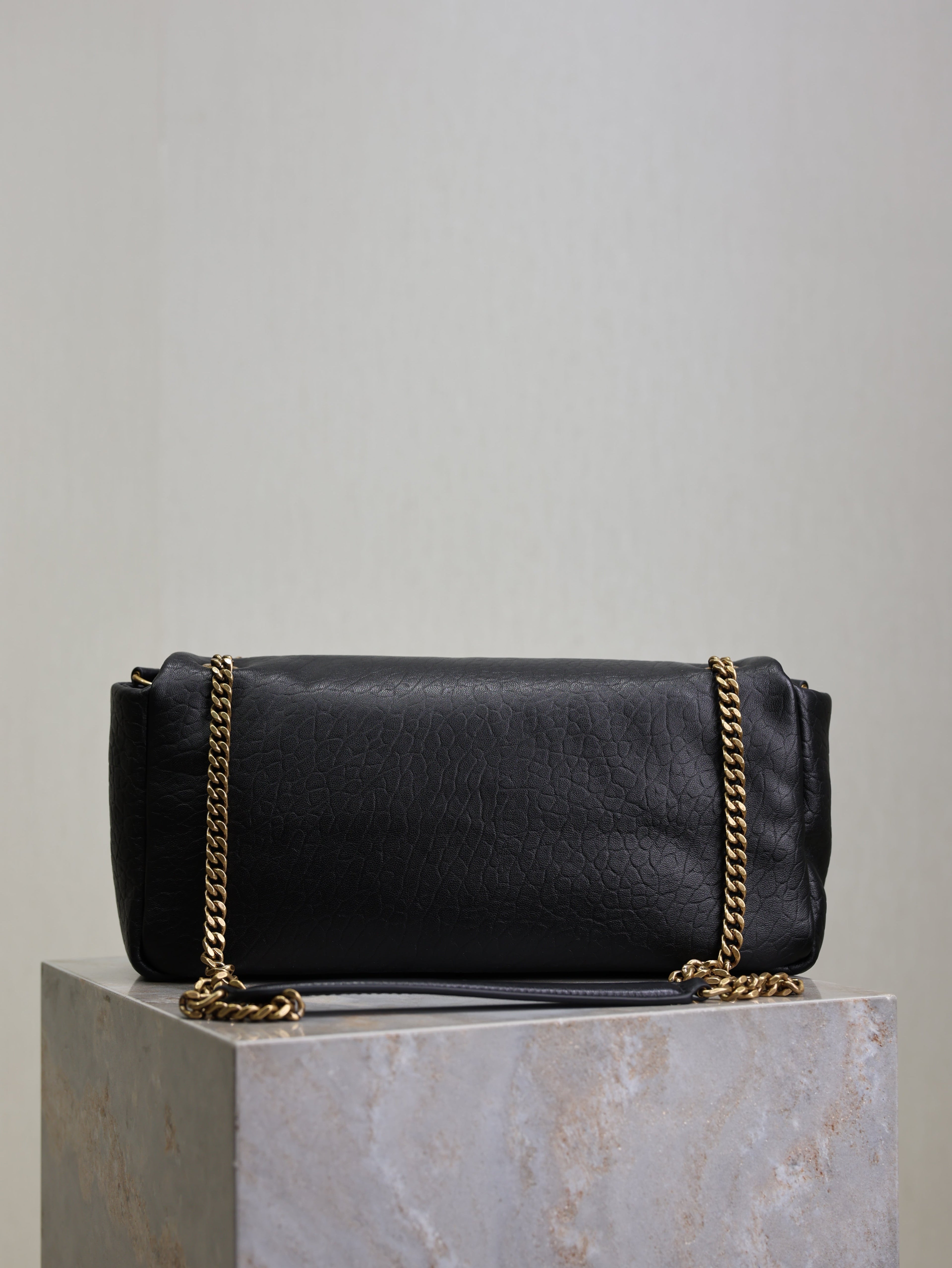 YSL 25S CALYPSO 30 IN BLACK GRAINED CALFSKIN GOLD HARDWRE