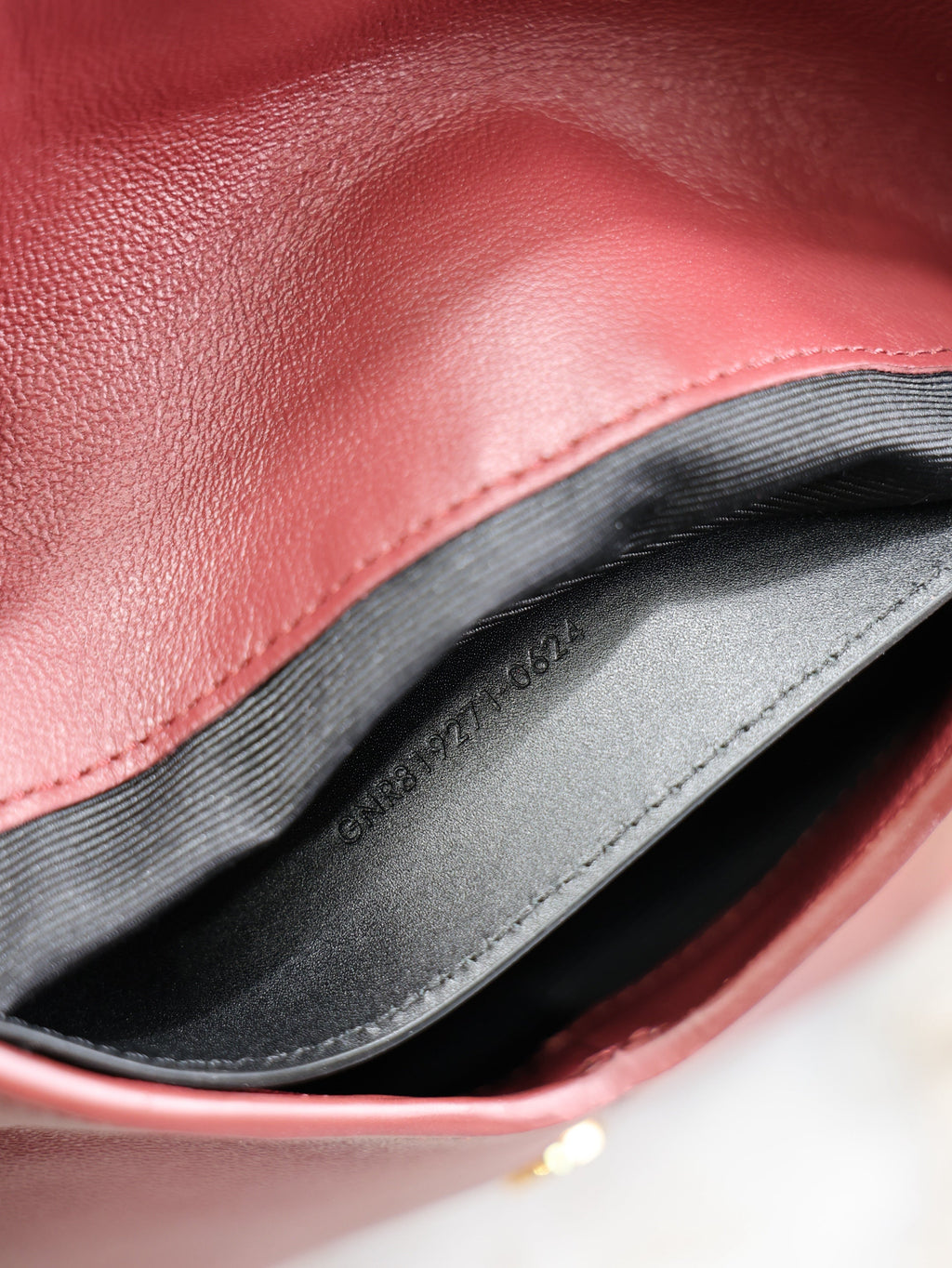 YSL 25S CALYPSO MINI 19 IN BURGUNDY CALFSKIN GOLD HARDWARE