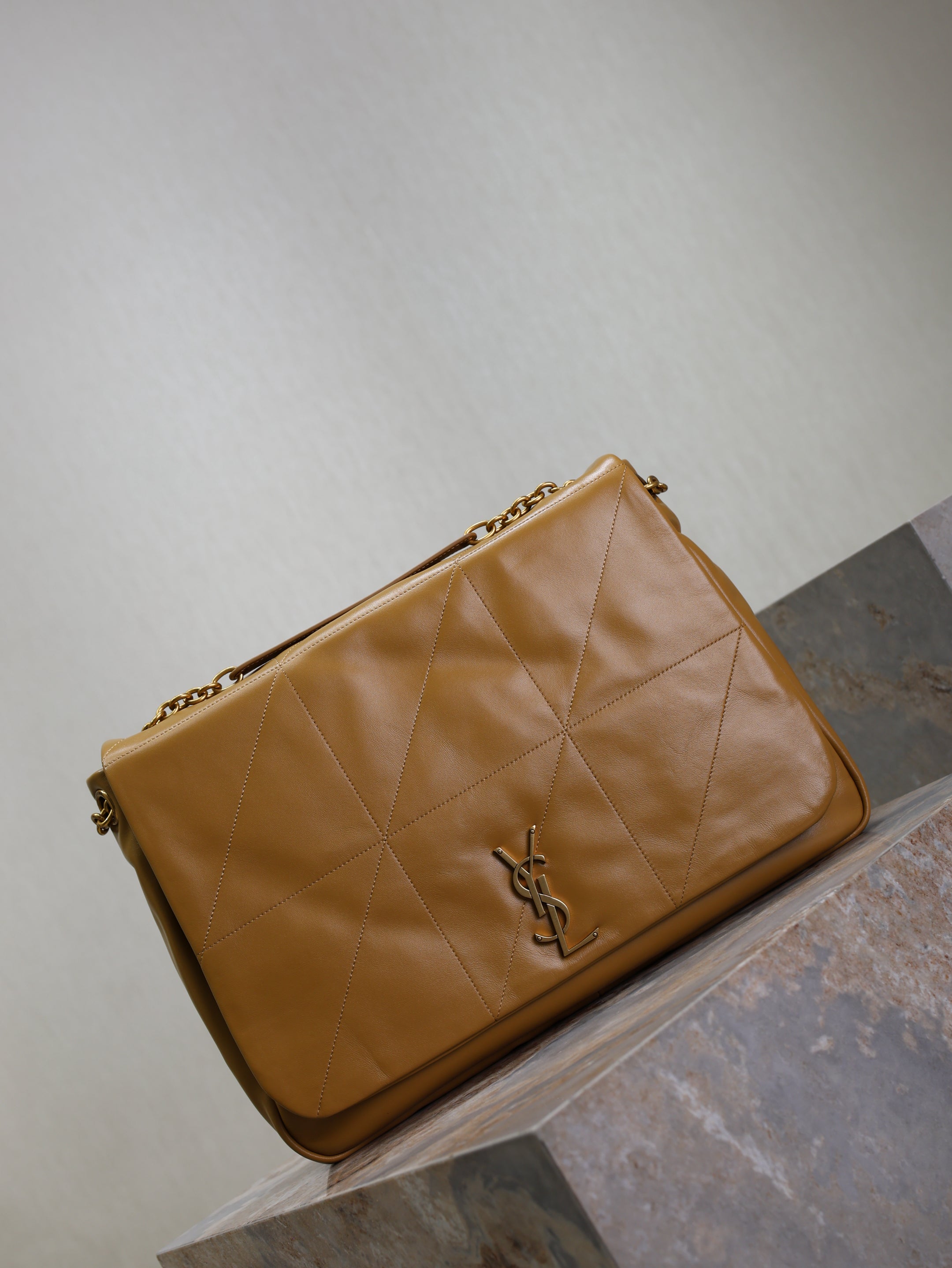 YSL 25S LARGE JAMIE 43 IN DARK GOLDENROD LAMBSKIN GOLD HARDWARE
