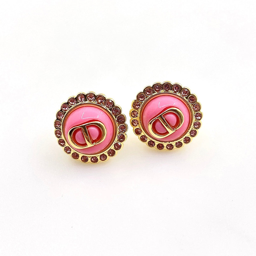 18K  Chanel Pink Crystal Earrings