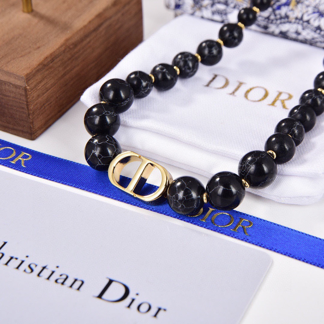 18K Dior 30 Montaigne Choker Black Pearls Necklace