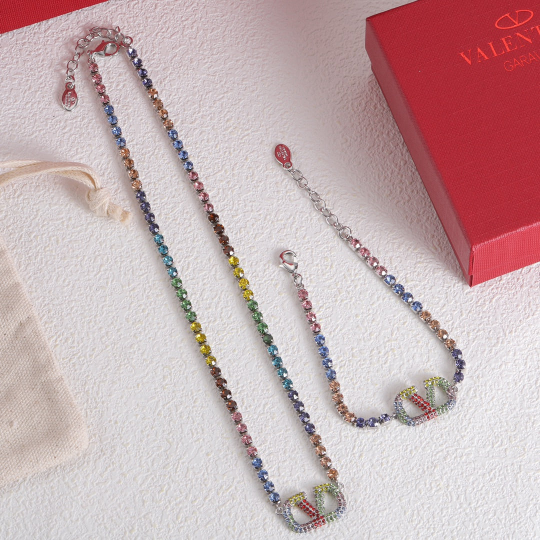 18K Valentino Multi-Color Crystals Necklace