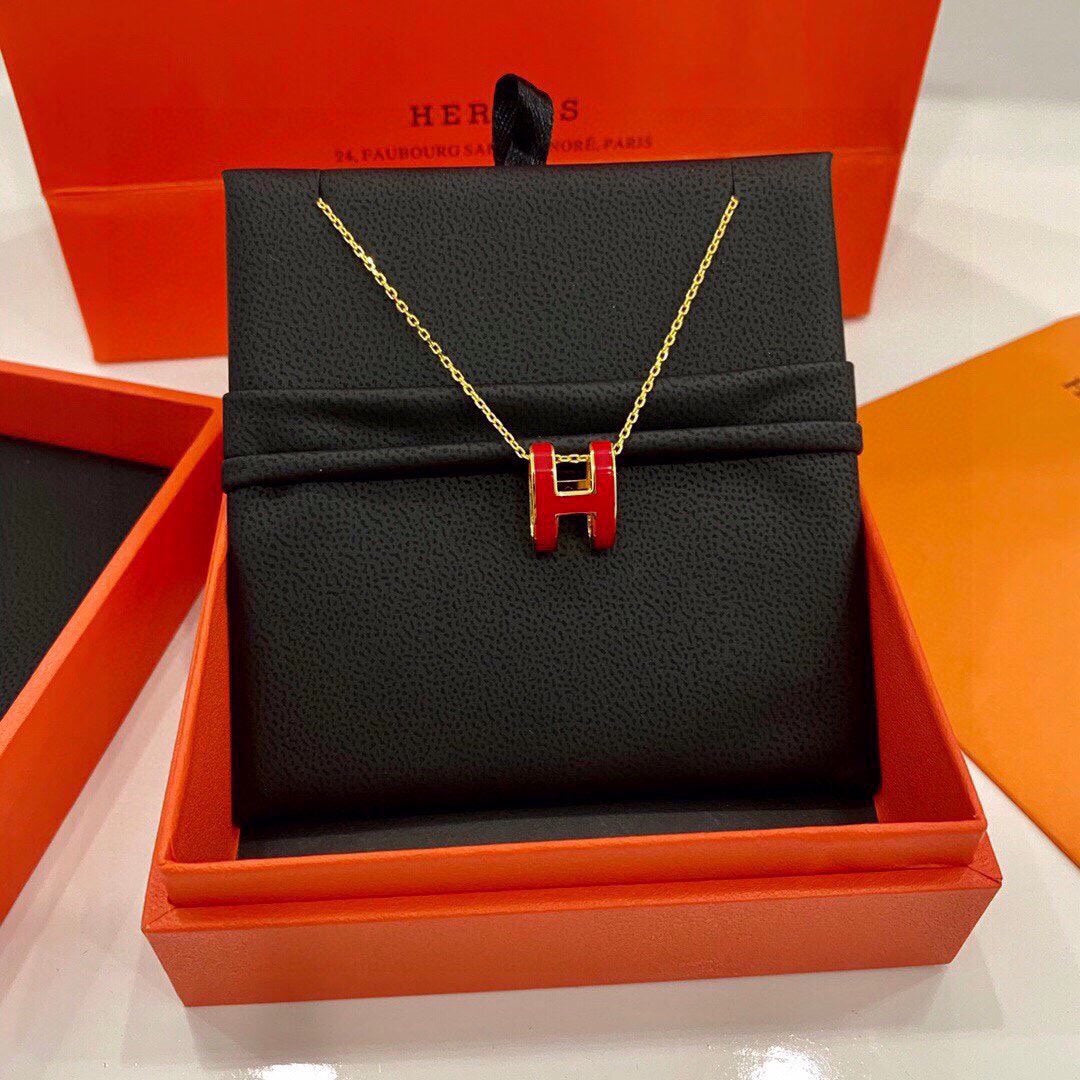 18K Mini Pop Hermes Red Necklace