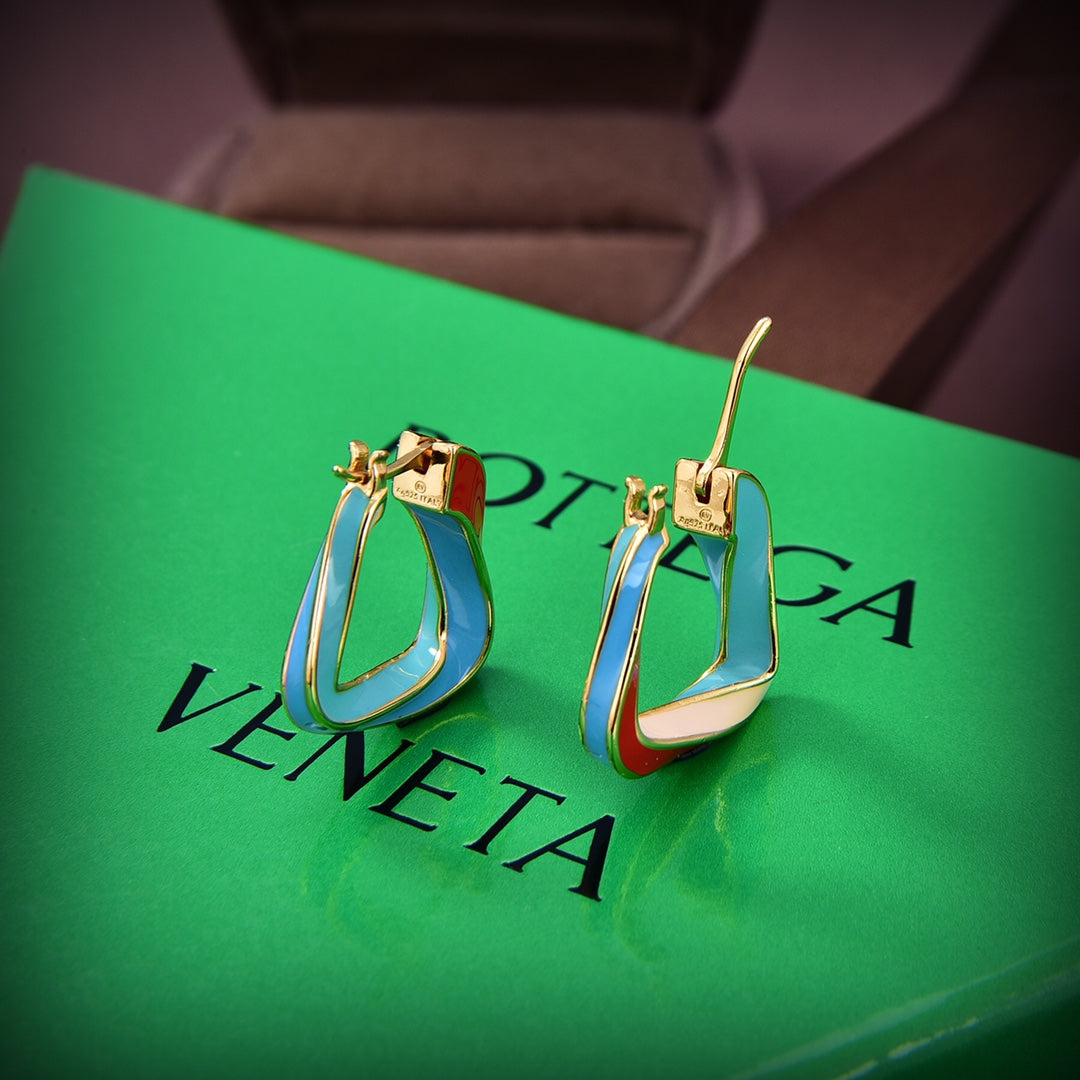 18K BVLGARI Twisted-triangle Hoop Earrings
