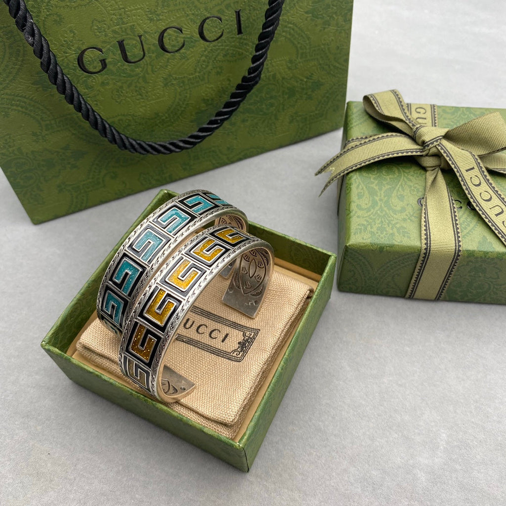 Double Gucci Cube Yellow Wide Bracelet