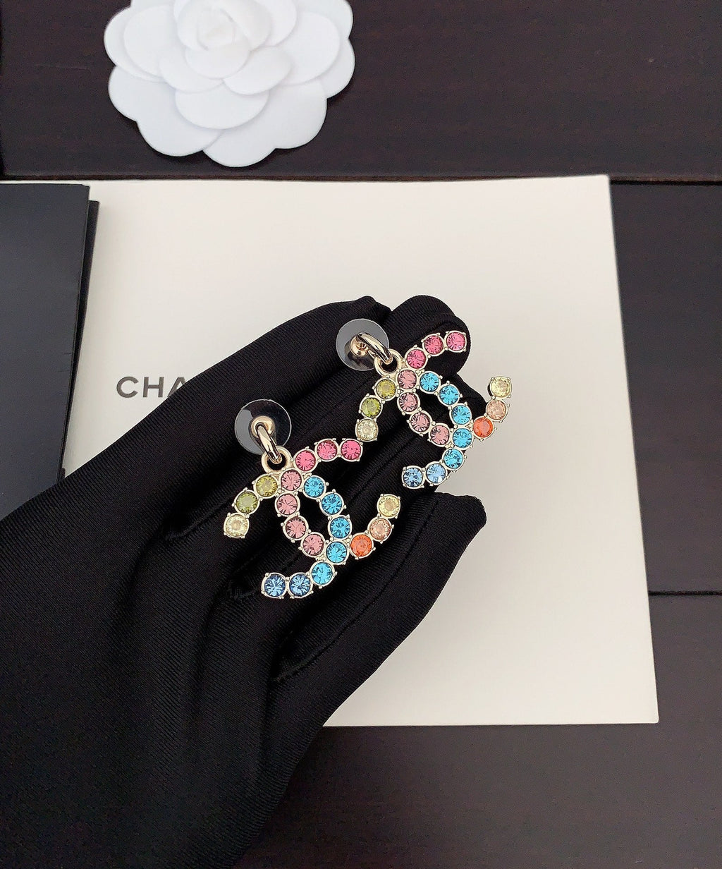 18K  Chanel Color Crystals Earrings