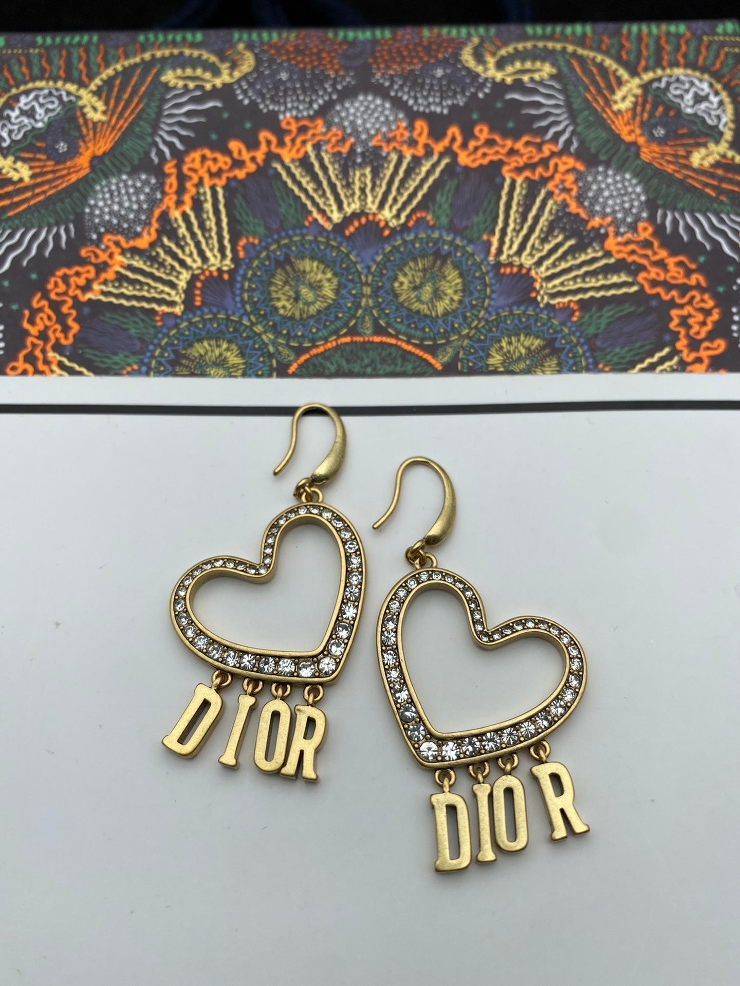 18K Dior Heart Crystal Earrings