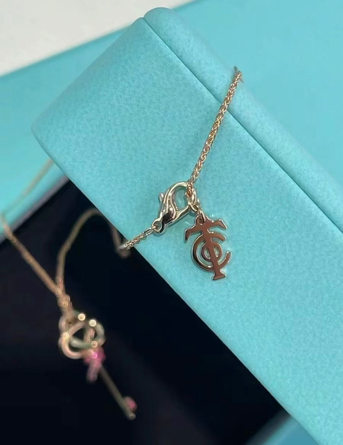 18K Tiffany Keys Woven Pink Diamonds Medium Necklace