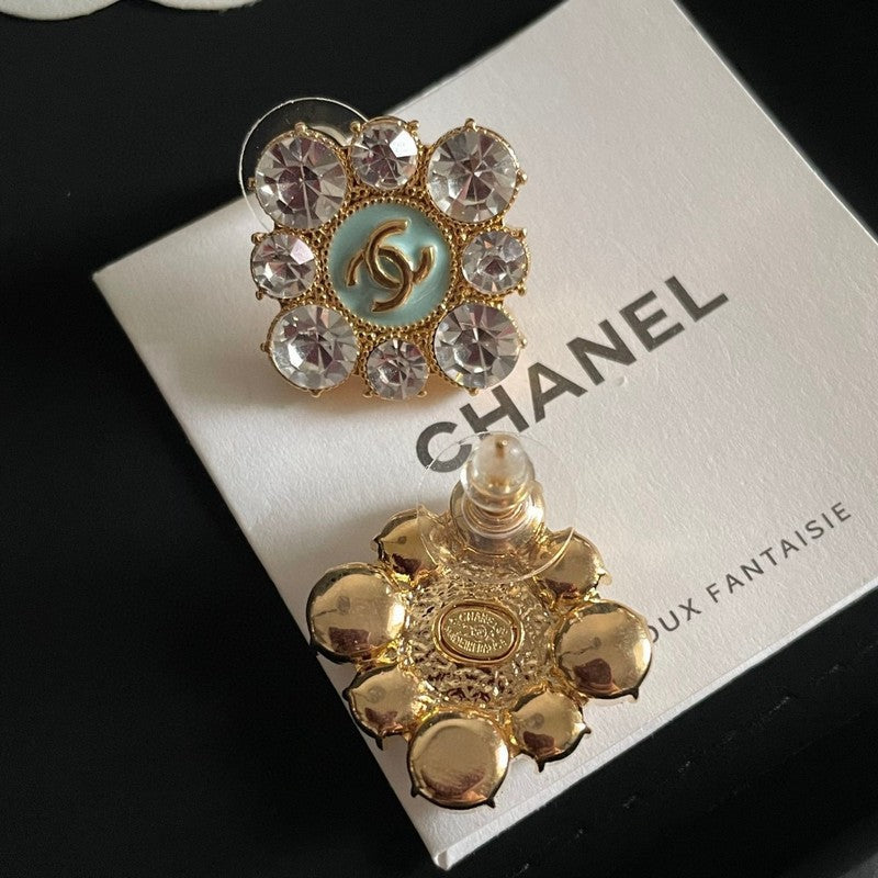18K  Chanel Color Flower Diamond Earrings