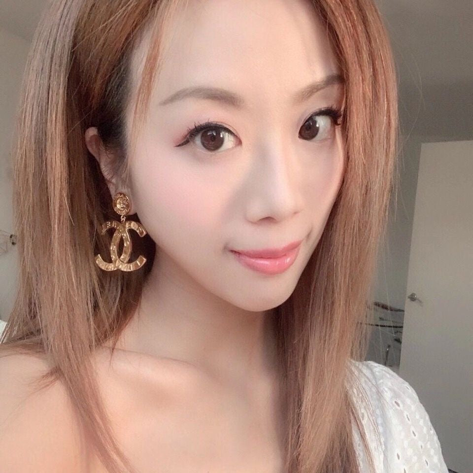 18K  Chanel Drop Pendant Earrings