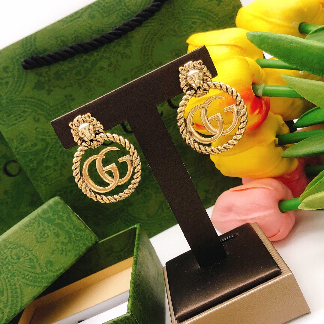 18K Double Gucci Pendant Earrings