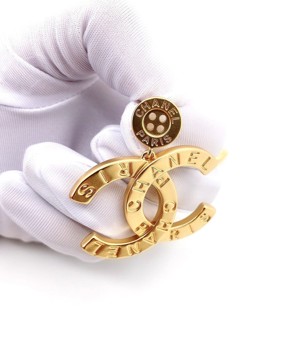 18K  Chanel Drop Pendant Earrings
