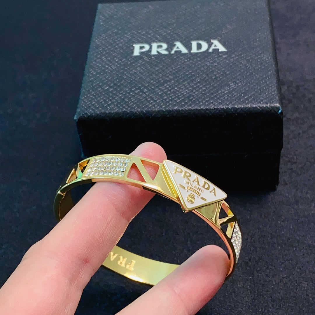 18K Prada Triangle Diamond Bracelet