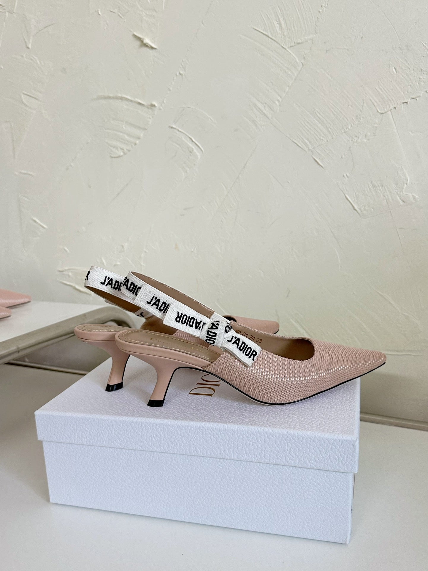 DIOR J'A SLINGBACK PUMP NUDE PINK TECHNICAL FABRIC 65 MM