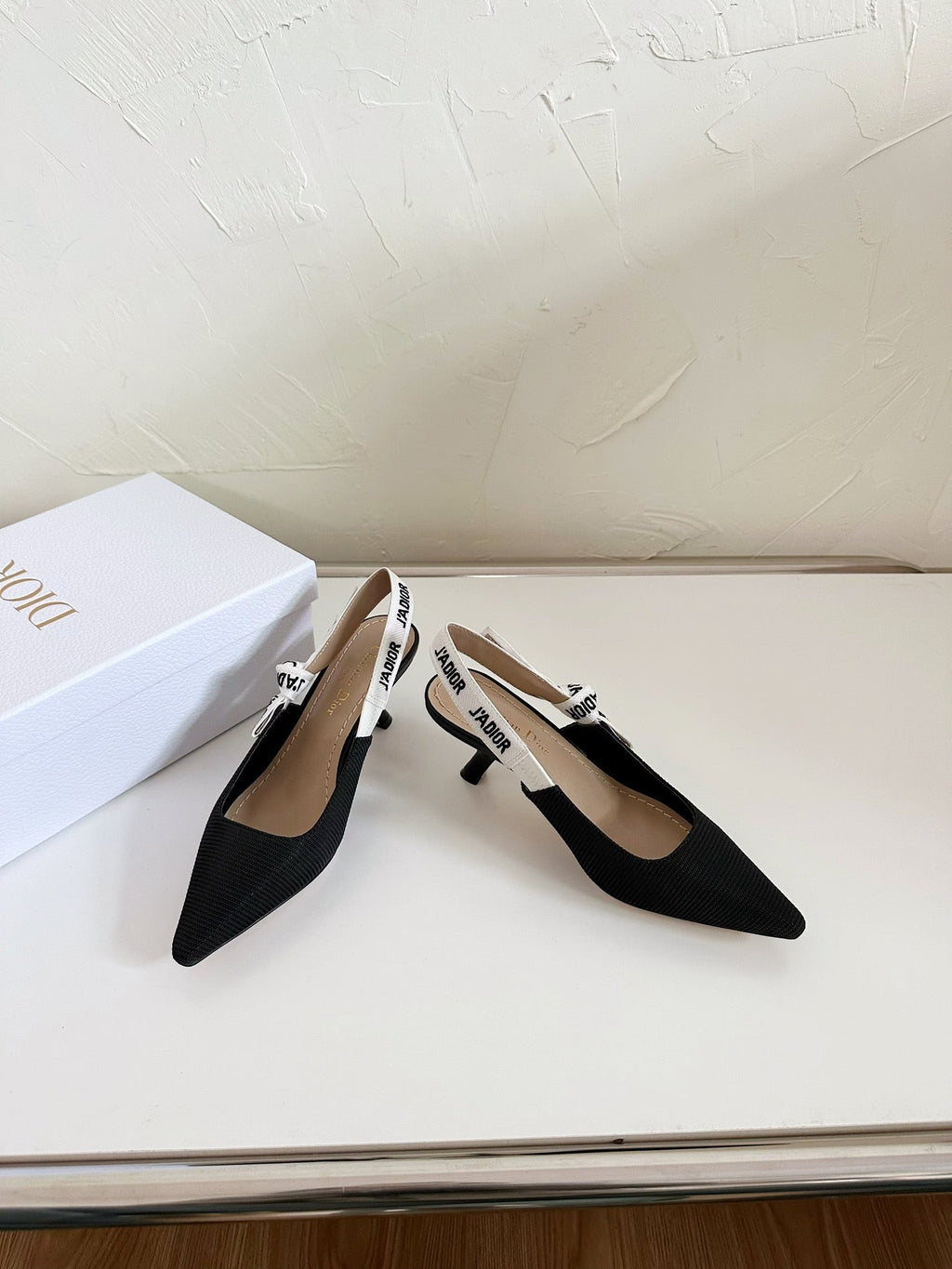 DIOR J'A SLINGBACK PUMP BLACK TECHNICAL FABRIC 65 MM
