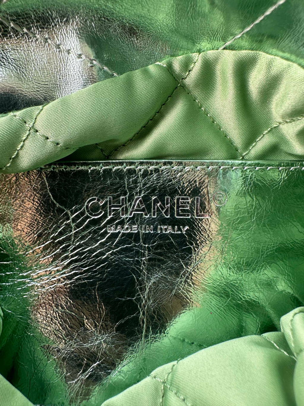 CHANEL MINI 20 BAG IN SEA GREEN METALLIC LAMBSKIN
