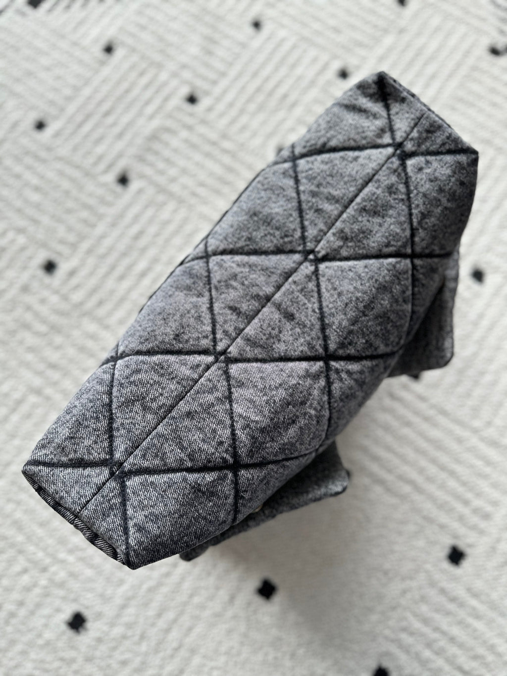 CHANEL 25S HOBO BAG 38 IN DARK GREY DENIM WITH GOLD HARDWARE