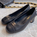 CHANEL PUMP ROUNG TOE IN BLACK SHEEPSKIN