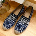 DIOR GRANVILLE ESPADRILLE NAVY BLUE OBLIQUE EMBROIDERED COTTON