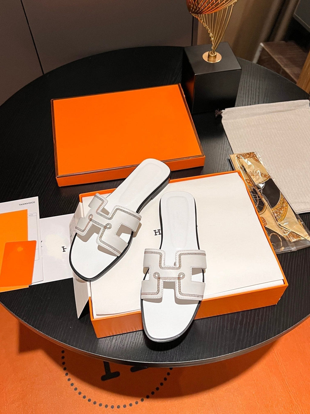 HERMES 0RAN SANDAL Calfskin White