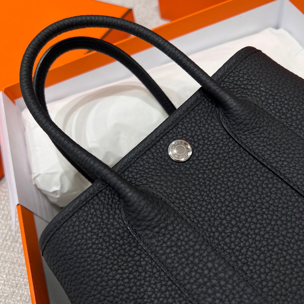 HERMES GARDEN PARTY 23CM IN BLACK CALFSKIN