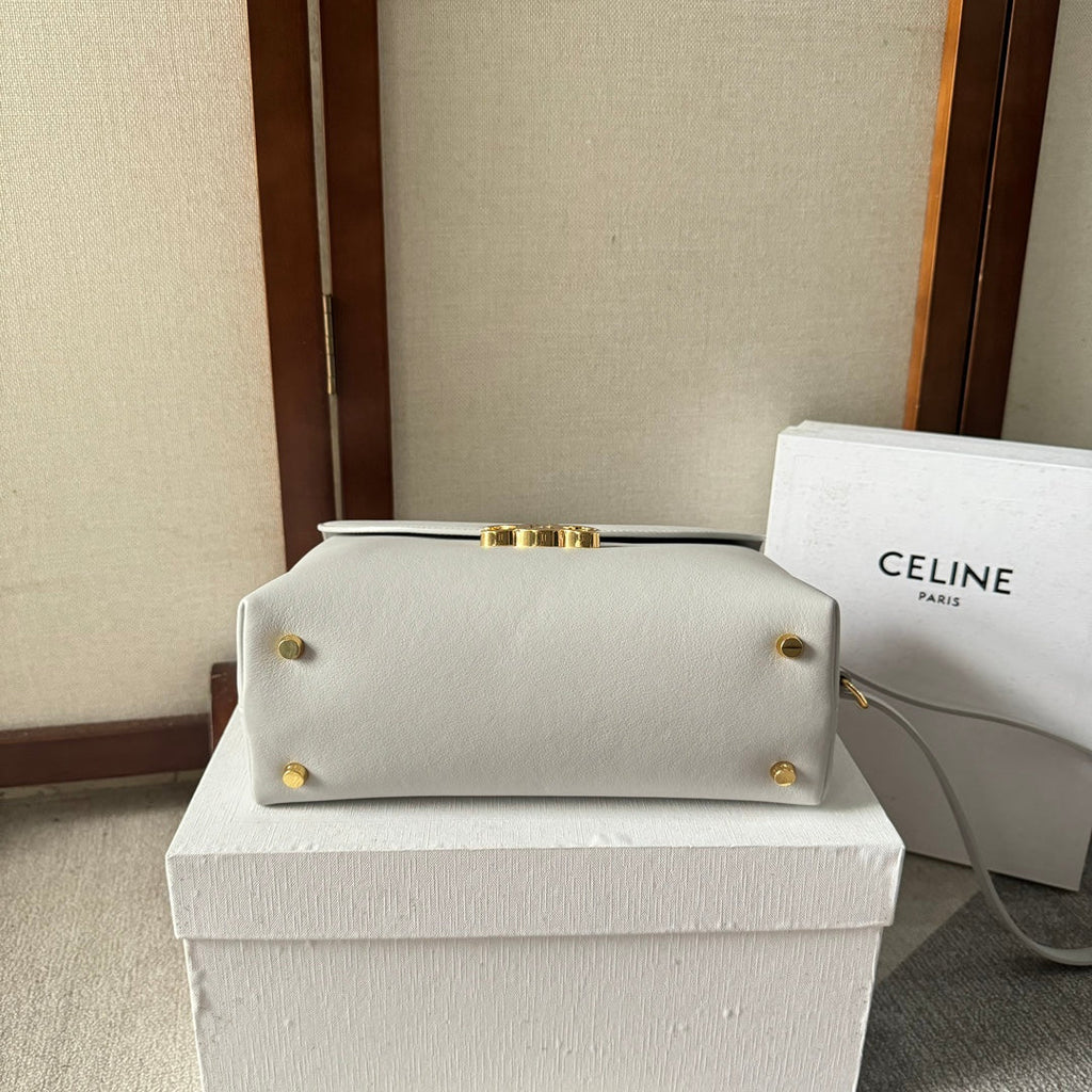 CELINE MEDIUM NINO BAG 25 IN WHITE SOFT CALFSKIN GOLD HARDWARE
