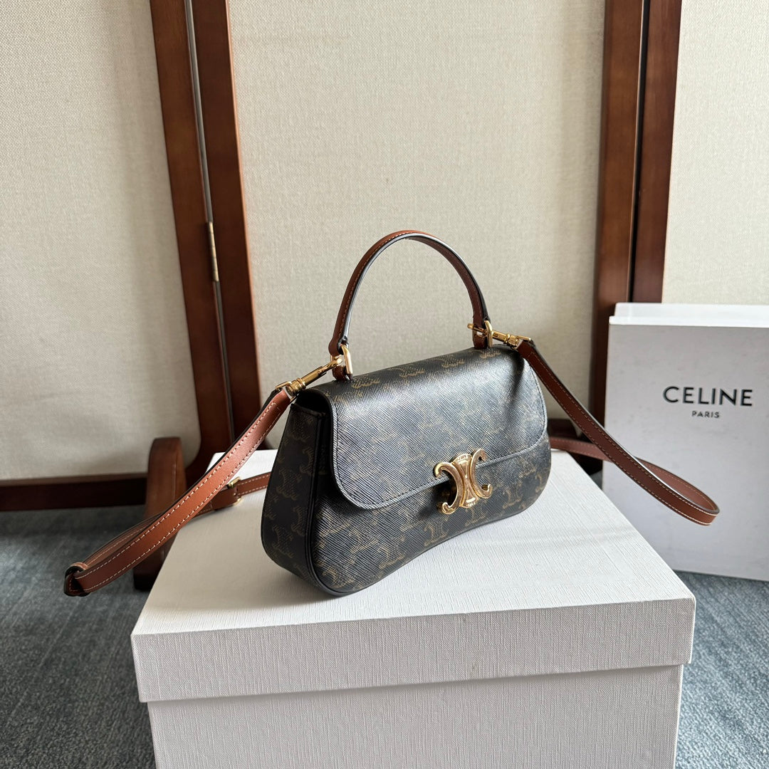 CELINE TEEN LOLA 20 IN BLACK TRIOMPHE CANVAS GOLD HARDWARE