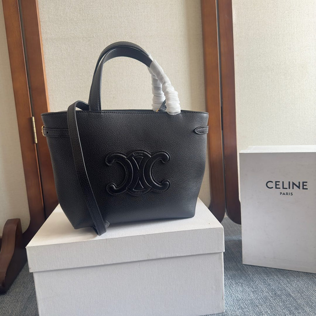 CELINE MINI CABAS ANAÏS CUIR TRIOMPHE 20 IN BLACK GRAINED CALFSKIN