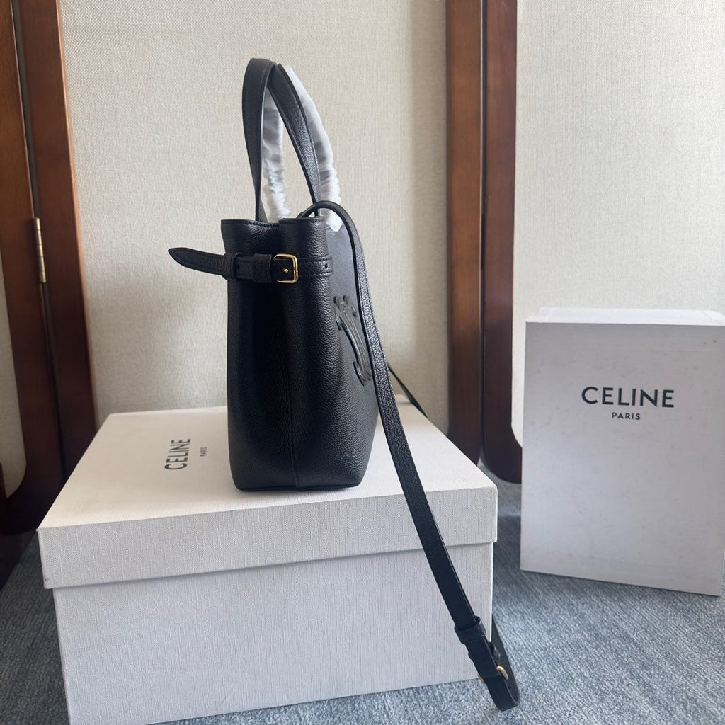 CELINE MINI CABAS ANAÏS CUIR TRIOMPHE 20 IN BLACK GRAINED CALFSKIN