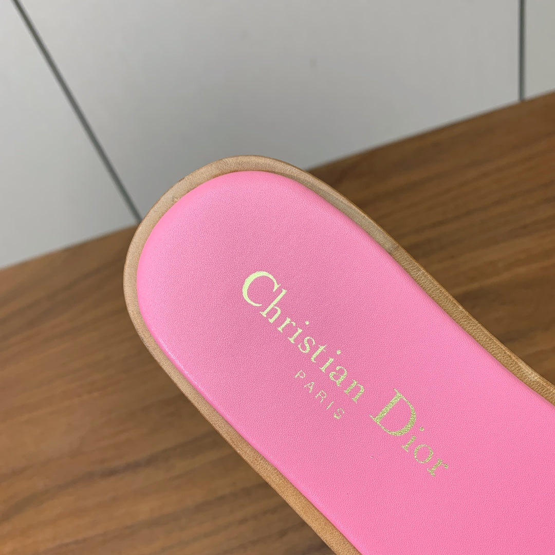 DIOR 25S DWAY SLIDE IN PINK CALFSKIN