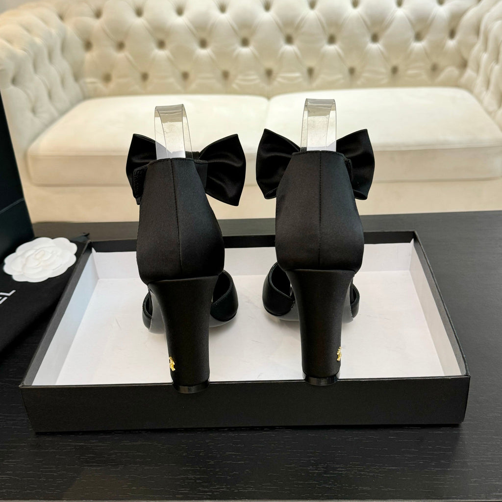 CHANEL HIGH MARRY JANE IN BLACK SATIN