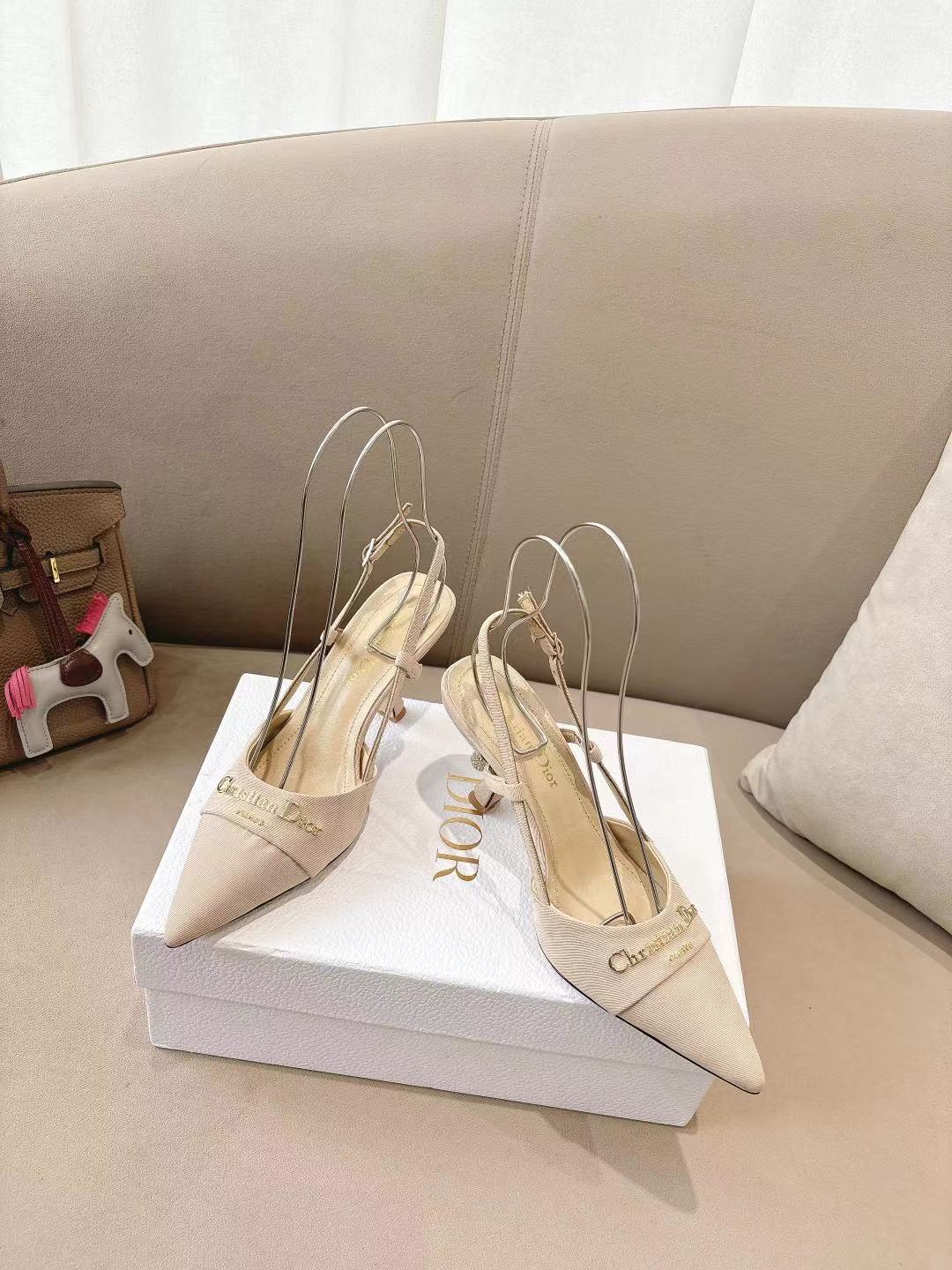 DIOR MY DD SLINGBACK PUMP 85MM IN BEIGE DENIM