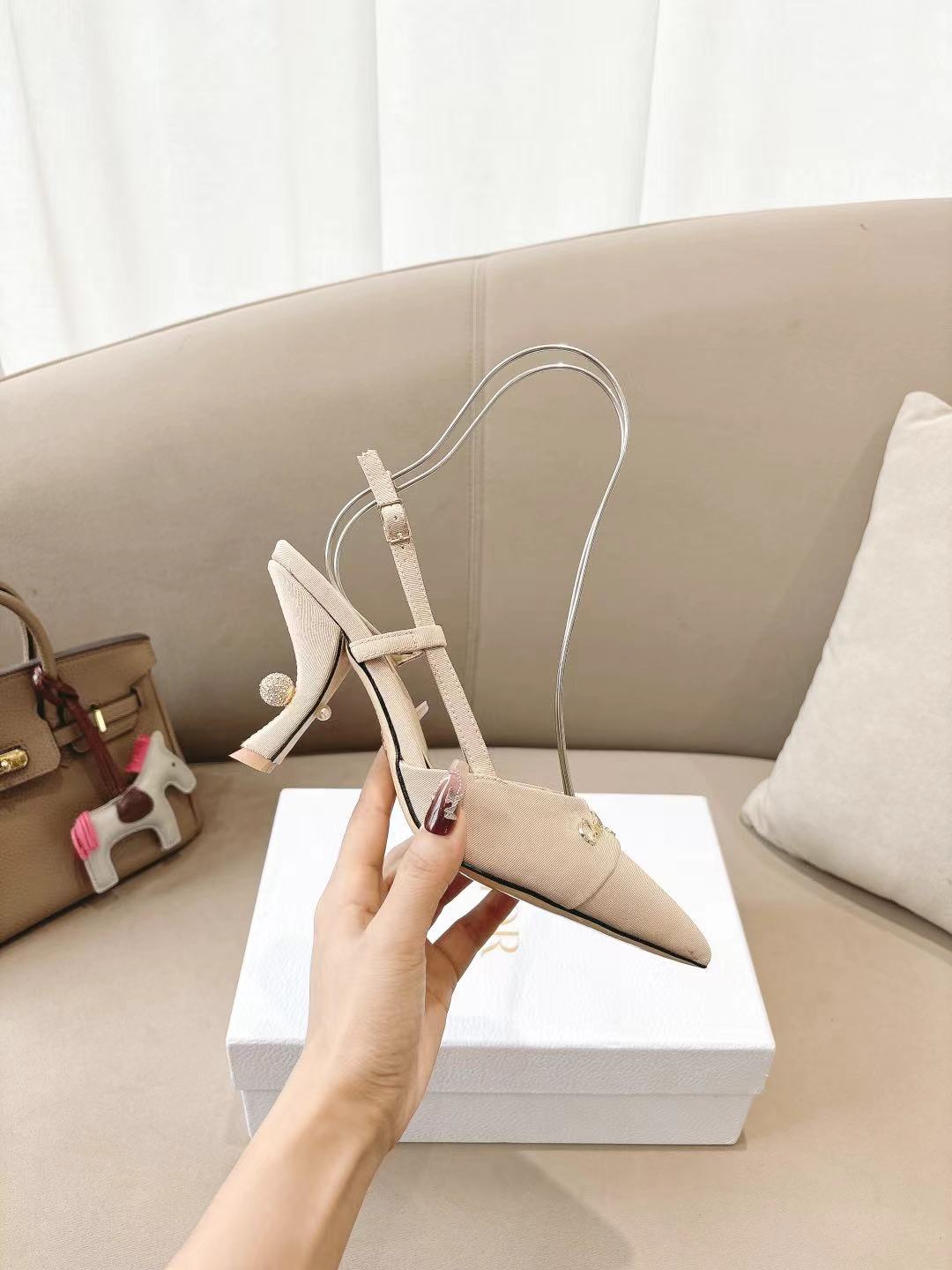DIOR MY DD SLINGBACK PUMP 85MM IN BEIGE DENIM