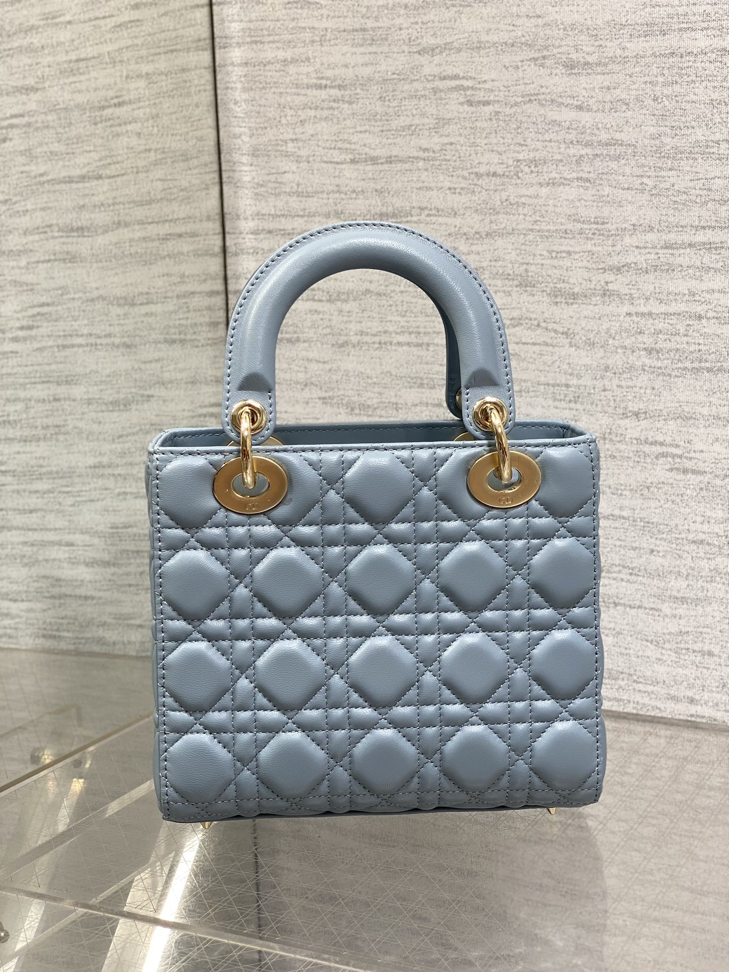 DIOR LADY MINI BAG 20 IN CERULEAN BLUE LAMBSKIN
